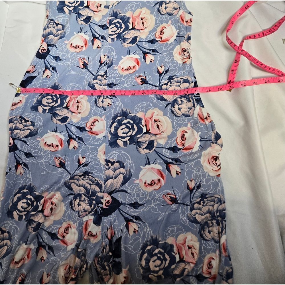 LULAROE floral baby blue Natalie‎ sleeveless wide leg jumpsuit M - Picture 10 of 15